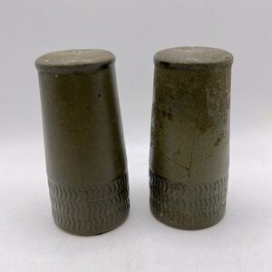 Vintage Denby Chevron Salt & Pepper Shakers Green Made In England